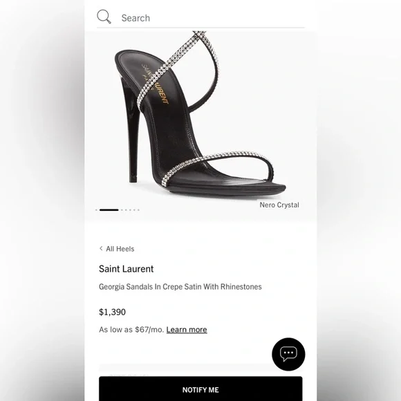 Saint Laurent Georgia Sandals In Crepe Satin With Rhinestones - Picture 16 of 16